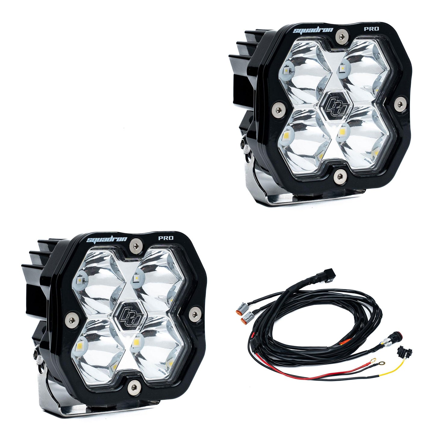 Squadron 2.0 Pro Black LED Auxiliary Light Pod Pair Universal Clear Baja Designs