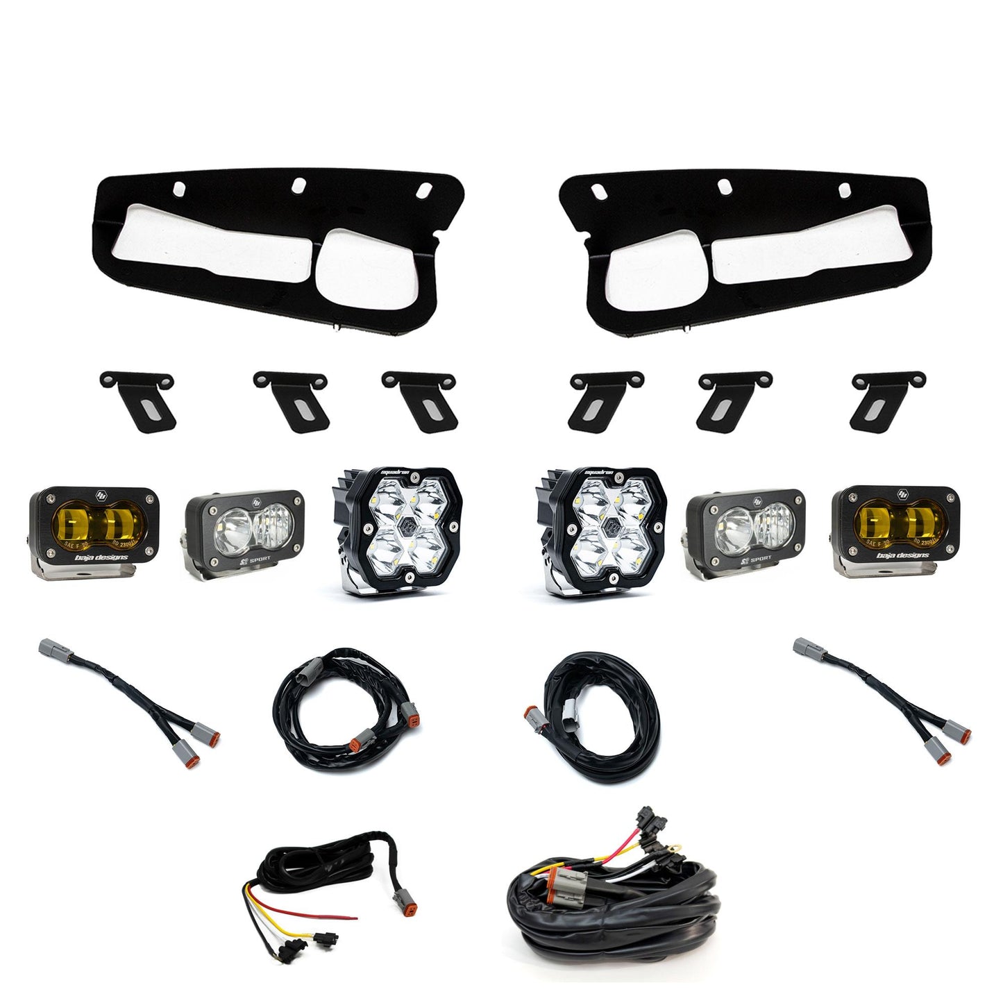 Squadron 2.0 Sport/S2 Sport/S2 Sae Sportman Fog Pocket Light Kit Ford 2021-27 Bronco 2022-24 Bronco Raptor w/ Steel Bumper Baja Amber Baja Designs